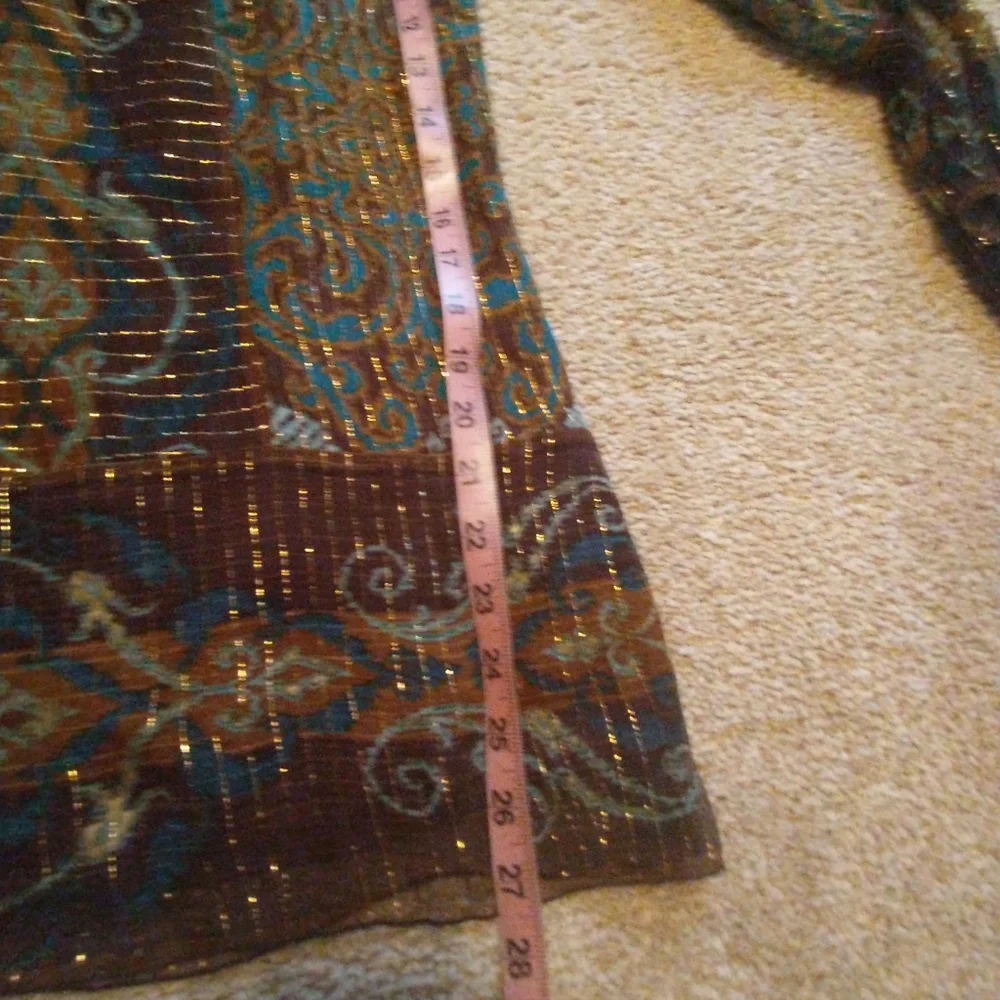 Vintage Hale Bob Brown And Teal Shimmery Blouse - Picture 9 of 9